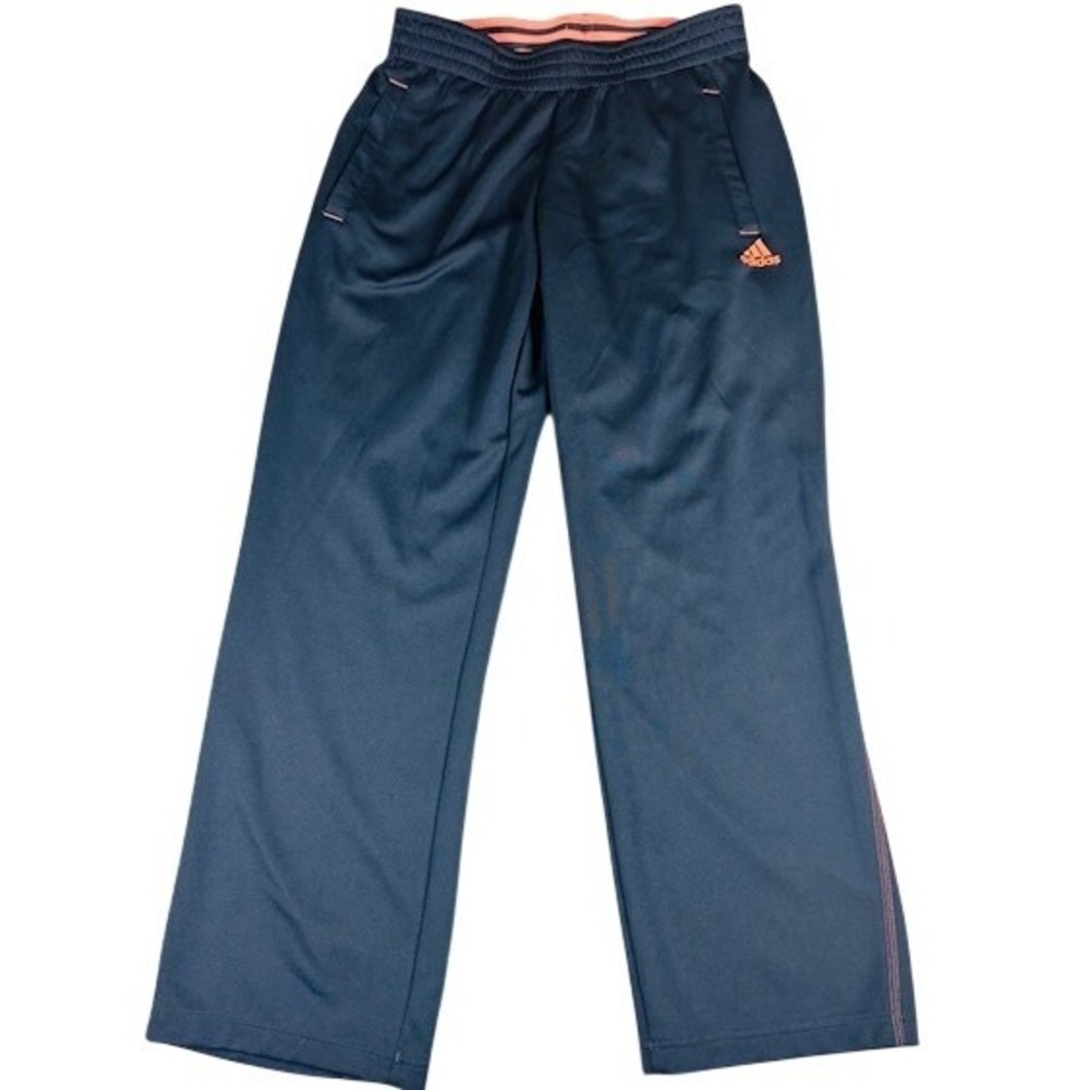 Adidas Training Pants Womens Medium Climalite‎ Navy Blue Coral Athletic Straight